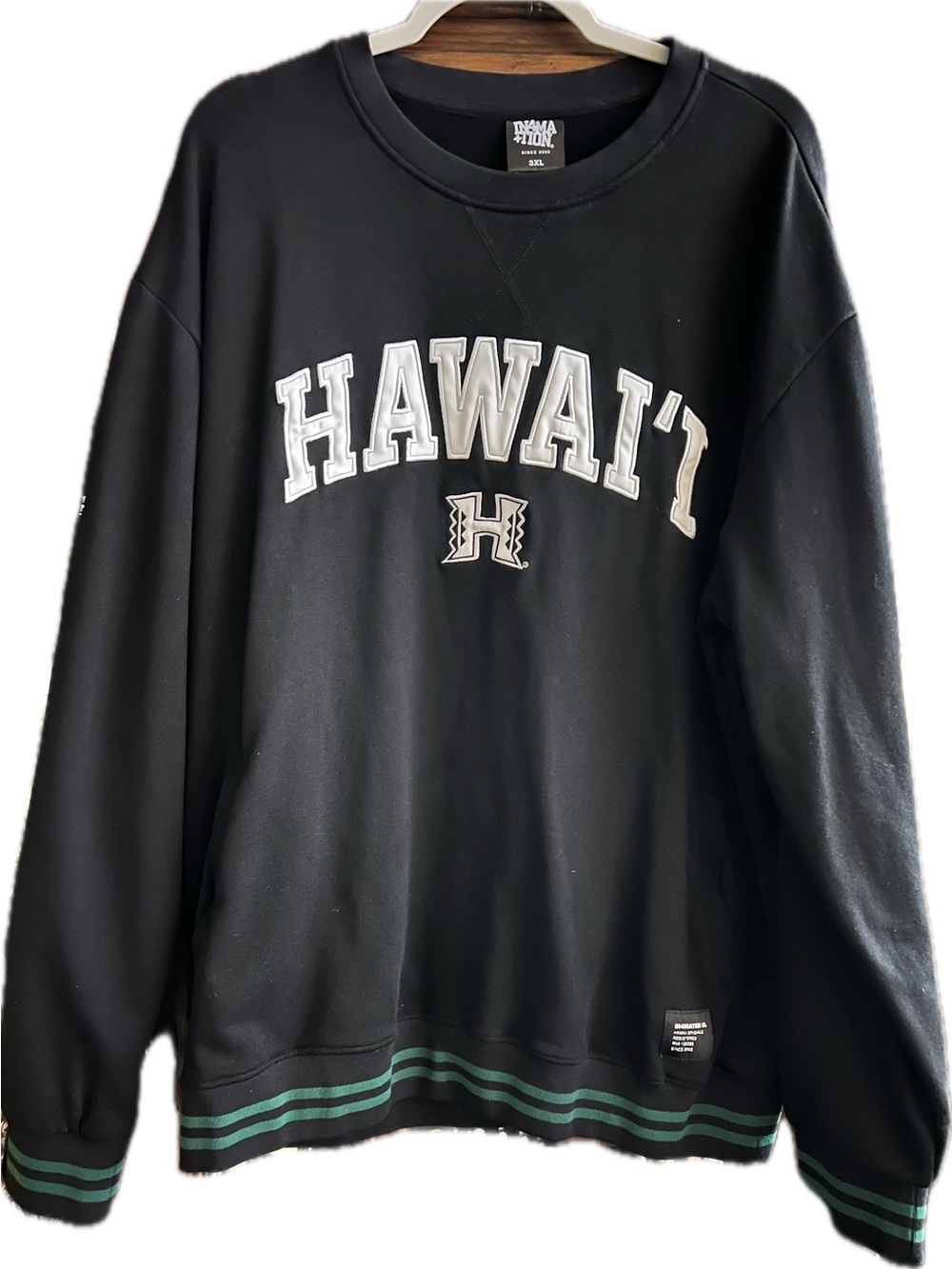 UH Warriors Black Sweater with Green Stripe by In4Mation x University of Hawaii